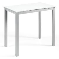 Mesa de Cocina Extensible Moderna Material Cristal Templado/Metal Blanco/Plata 100/140 x 60 x 76 cm - details 0