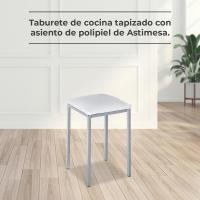 Dos taburetes de cocina modelo cuadrado de polipiel blanca con estructura de metal blanco, altura del asiento: 45 cm - details 2
