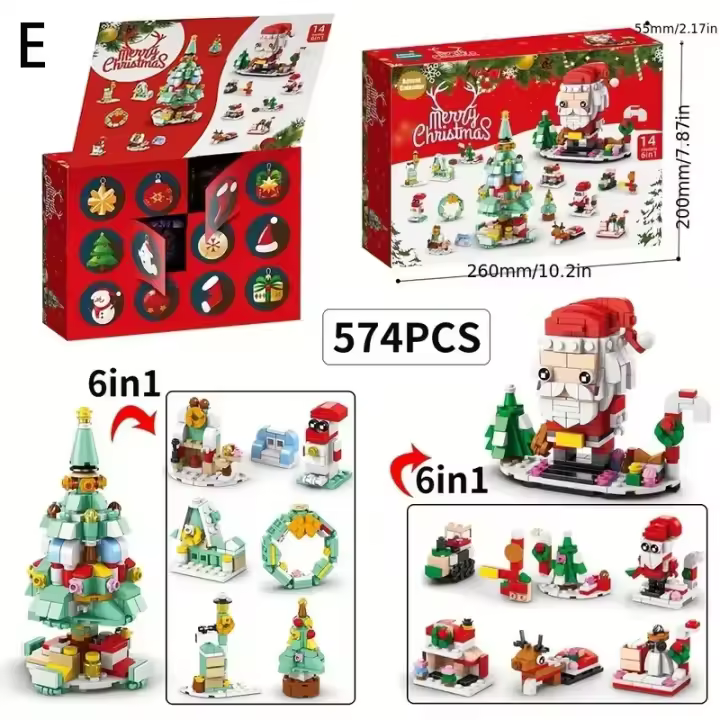 Juego de bloques de construcción de Navidad para adultos, caja ciega de 24 años, calendario de adviento de Navidad, bloques de construcción, juego de juguetes educativos DIY, regalo - 1