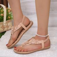 Sandalias de fondo plano impresas en flores para mujeres, sandalias de playa impresas en flores - details 2
