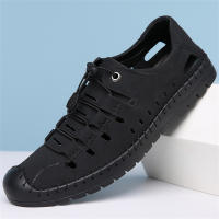 Sandalias para hombre, novedad de verano 2025, zapatos casuales de cuero hueco para hombre, zapatos antideslizantes con agujeros para conducir, sandalias de cuero de fondo suave para hombre - details 8