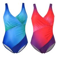 Traje de baño de una sola pieza de un solo artículo de tono liso degradado para mujer sexy, ropa de playa - details 2