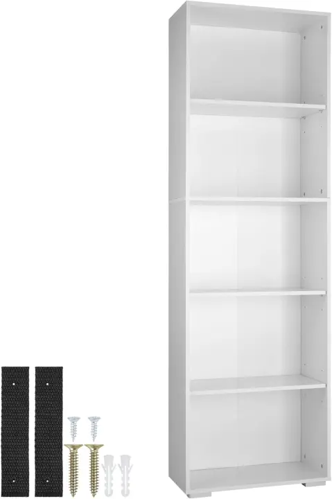 Libreria Estanteria con 5 Compartimentos, Estanteria Almacenaje para Libros, Estanterias de Madera, Mueble Almacenaje, Estanteria Habitacion - Madera Clara, Roble Sonoma - 1