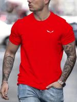 Verano de los hombres tamaño suelto 100% algodón estampado de pájaros Slim Fit Casual cuello redondo manga corta camiseta Top - details 4