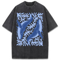 Camisetas Suaves y Transpirables de Algodón con Estampado de Ballenas de Coral - details 7