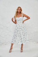 Vestido midi de satén con tirantes finos para mujer, abertura frontal, hueco - details 65