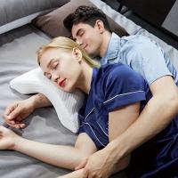 1 pieza Almohada de soporte de cuello ergonómico en forma de U – Ayuda ortopédica para dormir con funda de fibra de fluido de hielo, funda blanca suave y compartimento de almacenamiento, ideal para dormir de lado, viajes y relajación, Almohada - details 3