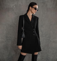 Vestido negro estilo traje diseño de viaje sentido elegante falda corta de moda para mujer - details 2