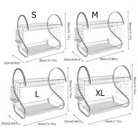 Escurridor de tazas de Metal para ahorro de espacio, soporte estable para platos duradero en forma de S de 2 niveles, palillos - details 0