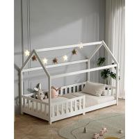 Cama infantil con protección contra caídas y somier, 90 x 200 cm, color blanco, cama de suelo Montessori, cama de madera maciza de pino para cama individual (blanco, 90 x 200 cm) - details 2