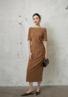 BGTEEVER-vestido ajustado a cuadros para mujer, prenda elegante de manga corta, ceñido a la cadera, con cuello oblicuo, para primavera y verano - details 28