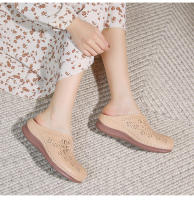 2025 Zapatos de mujer de suela blanda hueca europeos y americanos para pies gordos y anchos, nuevos zapatos de playa Baotou de alta gama de verano para mujer con suelas gruesas y medias pantuflas - details 11