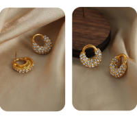 Lujo Chapado en Gold CZ Pendientes de Ao Pierce Zirconia Cuff Pendientes Fashion Party Wedding Jewellery - details 5