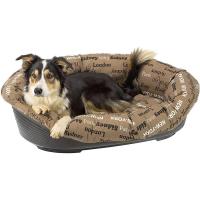 Ferplast Cojín para Cama de Perros y Gatos SOFÁ Cojín 10 Funda Acolchada para Cama de Animales Tipo Cesta de plástico, Algodón Lavable, Regulable con cordón elástico, 96 x 71 x h 32 cm Marrón - details 0