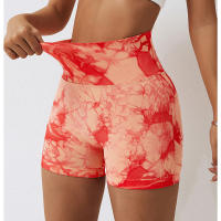 Pantalones cortos de yoga con tie dye para mujer FKAFIT leggings deportivos sin costuras con elevación de cadera material de nylon para actividades al aire libre - details 5