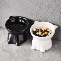 Dispensador de alimentos, cuenco de cerámica para gatos, cuenco de base alta creativo para mascotas, cuenco de alimentación de comida para perros con boca inclinada multiusos, protección del cuello - details 7