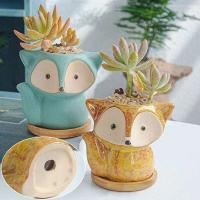 Fox cerámica jugosa mini hermosa flor en forma de pequeña ETA, bonsái, dibujos animados TER, decoración del hogar ETA - details 2