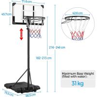 Canasta de Baloncesto para Exteriores/Interiores Altura Ajustable 182-213 cm Canasta Portátil con Ruedas con Base de Plomo para Niños y Adultos Negro/Blanco - details 2