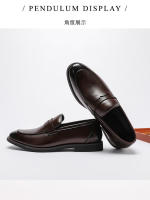 Mocasines de cuero estilo británico casual negro con un pedal y gorro. - details 7