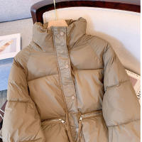 Women short thick cotton padded puffer jacket winter stand collar zipper basic coat outwear - details 19