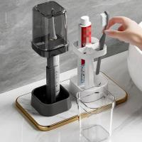 Juego de vasos para cepillo de dientes, organizador para parejas, diseño que ahorra espacio, Ideal para decoración y organización del baño - details 1