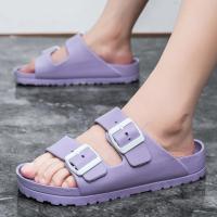Zapatillas clásicas de verano para mujer, sandalias de playa sin cordones con doble hebilla, EVA ligera y cómoda - details 14