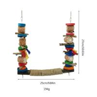 Jaula de madera colorida para loros, juguete resistente a las mordeduras, juguetes para masticar pájaros, cuerda resistente al desgaste, columpio para pájaros, suministros para mascotas - details 4