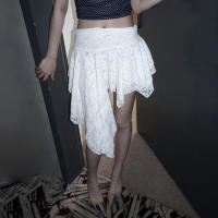 BUNO-falda de encaje asimétrica de estilo coreano, atuendos de fiesta sexys a la moda, falda corta de cintura baja, ropa de discoteca estética dulce - details 7