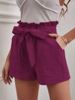 Pantalones Cortos de Verano para Mujer Algodón Transpirable, Cintura Elástica con Bolsillo, Color Sólido, Estilo Casual - details 12