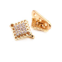 10 Uds. De latón y circonita de Color dorado de 18K, 3 agujeros, pulseras con conexión de flores, collares, cuentas espaciadoras, fabricación de joyas Diy de alta calidad - details 22