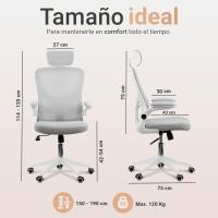 Silla de Oficina Ajustable y Reclinable Soporte Lumbar, Reposacabezas Ajustable, Plegable, Transpirable, Ruedas Giratorias 360° Soporta hasta 120kg - details 8