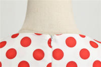Falda de punto ondulado, corte en la cintura, temperamento, estampado de swing grande - details 4