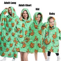 Manta de gran tamaño con capucha para adultos, conjunto de ropa de invierno de lana para la familia, dinosaurio, tiburón, Tigre, gris y rosa - details 15