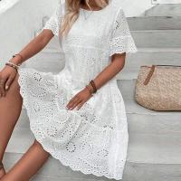Sencillo e informal, largo, de cintura alta, a la moda, de verano a media pantorrilla, estilo festivo, algodón puro ahuecado, nuevo - details 0