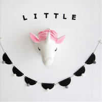 Nordic Style Cartoon Animals Head Wall Decor Stuffed Dinosaur Unicorn Dolls Soft Plush Toys Hanging Pendant Girls Room Ornament - details 6