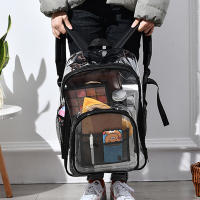 Mochila transparente de PVC, mochilas escolares transparentes sólidas impermeables, mochila de hombro con cremallera de gran capacidad, mochila de viaje portátil Unisex - details 4