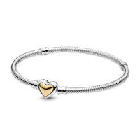 Pulsera con dijes en forma de corazón amarillo de Plata de Ley 925, dijes de cuentas, colgantes, joyería fina para mujeres y niñas - details 0