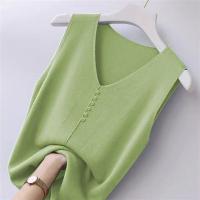 Top de Tanque de Seda de Hielo Grande Cuello en V Suelto, Manga Sin Cinturón, Top Casual para Mujeres Hecho en China, Tallas S-6XL - details 4