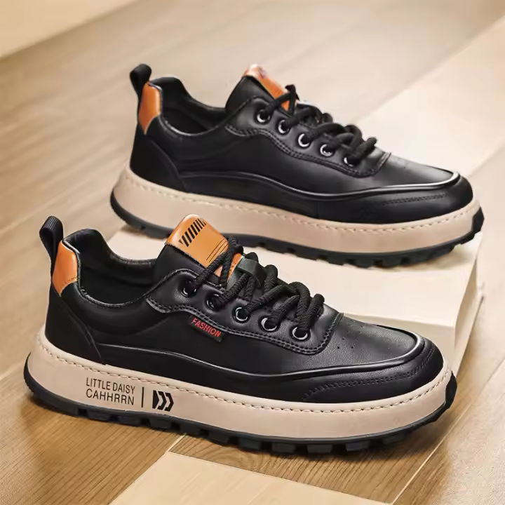 Plataforma de aumento de altura con cordones casual moda deportiva cuero superior transpirable versátil tendencia zapatos para hombres - 1
