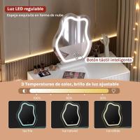Maquillaje de Alto Brillo con Encimera 2 Cajones y 1 Cómodo Mara y Metal Mueble de Dormitorio Morno - details 4