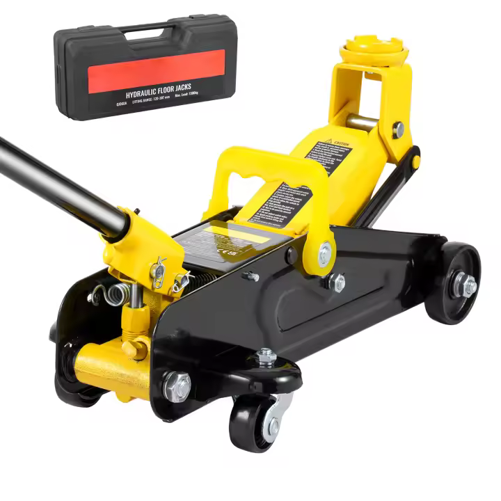 SucceBuy Gato de piso de perfil bajo de 1,5 toneladas, gato hidráulico de hierro resistente para automóvil, bomba de elevación rápida, rango de elevación de 4,7 "-12,1", amarillo - 1