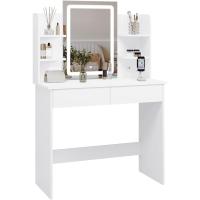 Espejo con Luz LED Regulable 2 Puertos USB, 2 Cajones, 4 Estantes Ideal para Maquillaje en Dormitorio - details 0