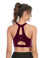 Tops cortos de manga corta para mujer, camisa deportiva de Yoga fucsia cruzada - details 4