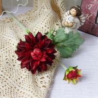 Crisantemo Artificial de 2 cabezas, flor de Dalia de simulación elegante hecha a mano, flor de crisantemo de seda de tacto Real realista - details 15