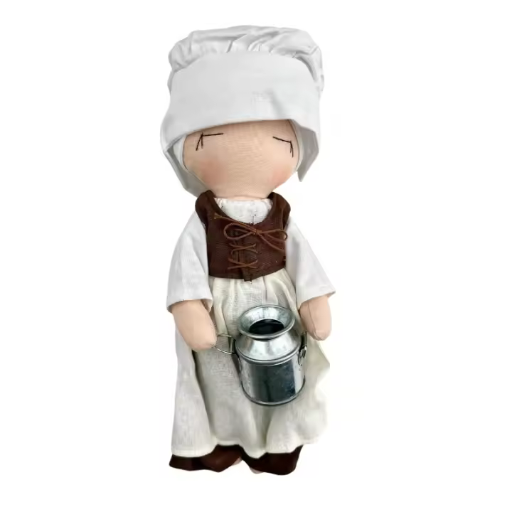 Muñeca hecha a mano, linda muñeca blanca con cubo de leche, muñeca de trapo hecha a mano, juguete blanco suave con cubo de leche, muñeca linda, muñeca de trapo blanca hecha a mano con cubo de leche - 1