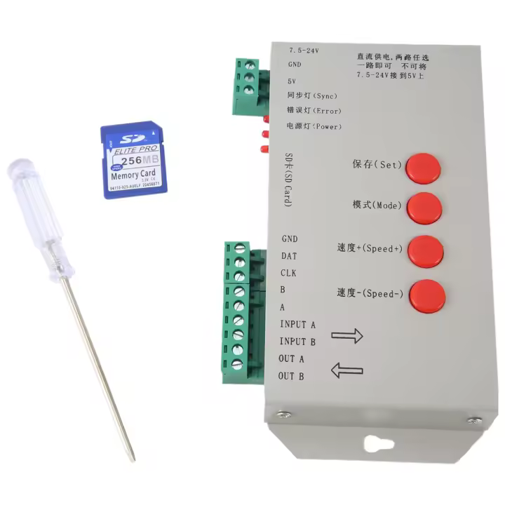 Controlador LED RGB, tarjeta SD T1000S, controlador de 2048 píxeles para WS2801, WS2811, WS2812B, SK6812, LPD6803 - 1