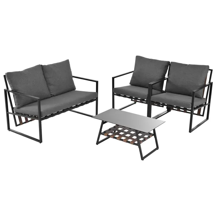 Conjunto de Muebles de Jardín de Hierro Set de Sofá, Mesa y Cojín para 4 Personas - 1