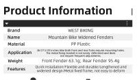 WEST BIKING-guardabarros delantero y trasero para bicicleta, alargador de 26/27, 5/29 pulgadas, accesorios de ciclismo - details 2