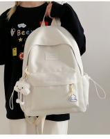 Mochilas simples y versátilesMochila para estudiantes de secundaria Mochila para estudiantes universitarios de gran capacidad Mochila de color sólido de estilo coreano - details 6