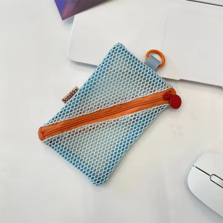 Bolsas ligeras de malla con cremallera, bolsillos portátiles de visibilidad para artículos de tocador de viaje, bolsa de cosméticos con rejilla hueca de gran capacidad para el hogar - 1
